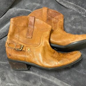 Franco Sarto Cognac Leather Ankle Booties